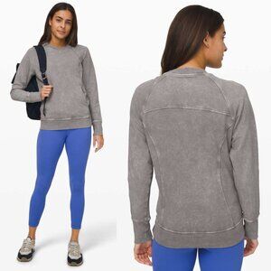 Lululemon Gray Acid Wash Cotton Terry Scuba Crew Sweatshirt